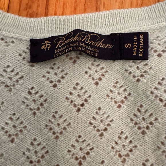 Brooks Brothers Sweater Womens S 100% Italian Cashmere V Neck Gray Cable Knit s@ - Picture 2 of 8